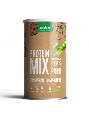 Image de Protein Mix Cacao Bio - Protéines Végétales Pois et Tournesol 400 g - Purasana depuis Achetez les produits Purasana à l'herboristerie Louis (4)