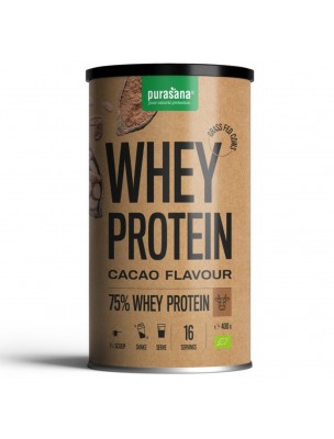 Image de Whey Protein Bio - Protéines de Petit Lait Cacao 400 g - Purasana depuis louis-herboristerie