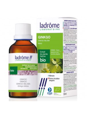 Image de Ginkgo Bio - Circulation et Mémoire Teinture-mère Ginkgo biloba 50 ml - Ladrôme depuis Commandez les produits Ladrôme à l'herboristerie Louis