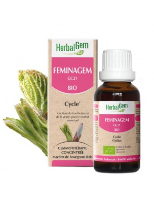 Image de FeminaGEM GC21 Bio - Confort menstruel Spray de 15 ml - Herbalgem via Framboisier Bio - Tisane de Rubus idaeus L.