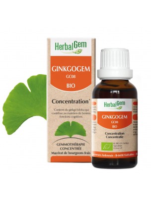 Image de GinkgoGEM GC08 Bio - Circulation et mémoire 30 ml - Herbalgem via Acheter Memoryon - Mémoire Oligo-éléments 500 ml -