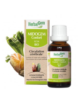Image de MidoGEM Comfort GC24 Organic - Headache Prevention 30 ml - Herbalgem depuis Buds for the head and eyes