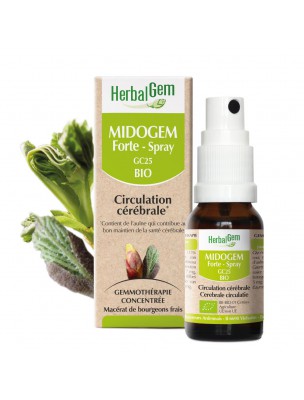 Image de MidoGEM Forte GC25 Bio - Mal de tête en spray 15 ml - Herbalgem via Propos Nature - Roll-on Tête et Tempes Bio 5 ml