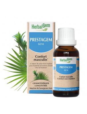 Image de PrestaGEM GC14 - Confort urinaire masculin 30 ml - Herbalgem depuis Epilobe Bio - Confort masculin 120 gélules | Purasana