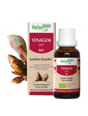 Image de VenaGEM GC17 Bio - Circulation veineuse  Spray de 15 ml - Herbalgem via Lentisque pistachier Bio 5 ml - Pranarôm