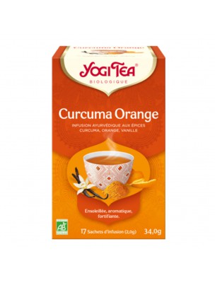 Image de Curcuma Orange Bio - Infusions Ayurvédiques 17 sachets - Yogi Tea depuis Achetez les produits Yogi Tea à l'herboristerie Louis