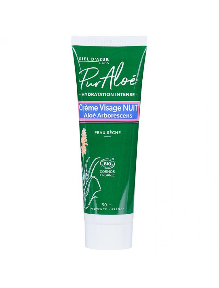 Image principale de la modale pour Crème Nuit à l'Aloe arborescens Bio - Peau Sèche 50 ml - Puraloe