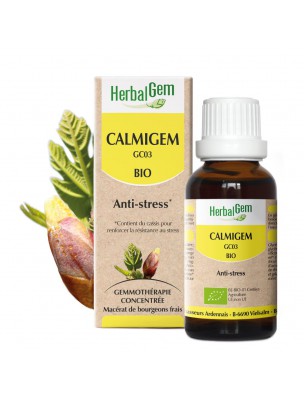 Image de CalmiGEM GC03 Bio - Stress et anxiété 30 ml - Herbalgem via Aubépine Bio - Hydrolat 200 ml - Abiessence