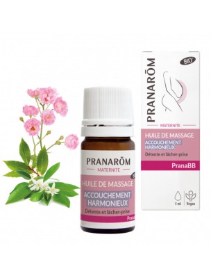 Image de Pranabb Harmonious Childbirth Organic - Massage Oil 5 ml - (in French) Pranarôm depuis Synergies of essential oils for pregnancy and breastfeeding