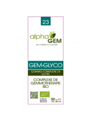 Image de Gem-Glyco Complexe n°23 Bio - Glycémie 50 ml - Alphagem via Gurmar feuille - Glycémie normale 125 gélules | Samskara