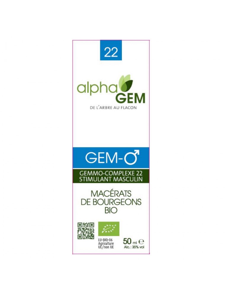 Image principale de la modale pour Gem-Homme ♂ Complexe n°22 Bio - Stimulant masculin 50 ml - Alphagem