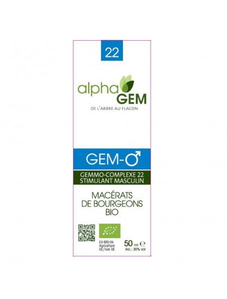 Image principale de Gem-Homme ♂ Complexe n°22 Bio - Stimulant masculin 50 ml - Alphagem