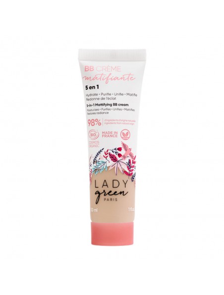Achetez BB Crème Matifiante 5 en 1 Bio - Soin du visage Très claire 30 ml - Lady Green à l'herboristerie Louis Image principale de BB Crème Matifiante 5 en 1 Bio - Soin du visage Très claire 30 ml - Lady Green
