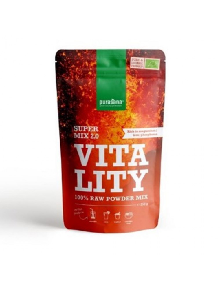 Image principale de la modale pour Vitality Mix 2.0 Bio - Mélange de SuperFoods 250 grammes - Purasana