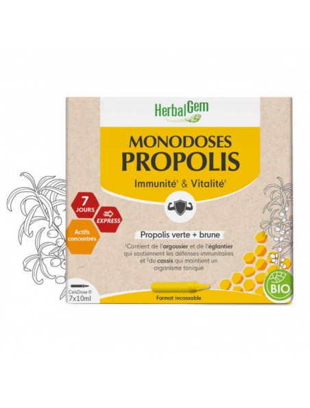 Image principale de Propolis Monodoses Bio - Immunité et Vitalité 7x10 ml - Herbalgem