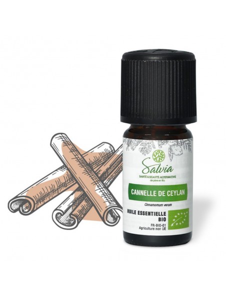 Image principale de Cannelle de Ceylan Bio - Huile essentielle de Cinnamomum verum 5 ml - Salvia