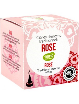 Image de Indian incense rose - Tender and fruity composition 12 cones - Les Encens du Monde depuis Indian scented cones with essential oils and wood powders