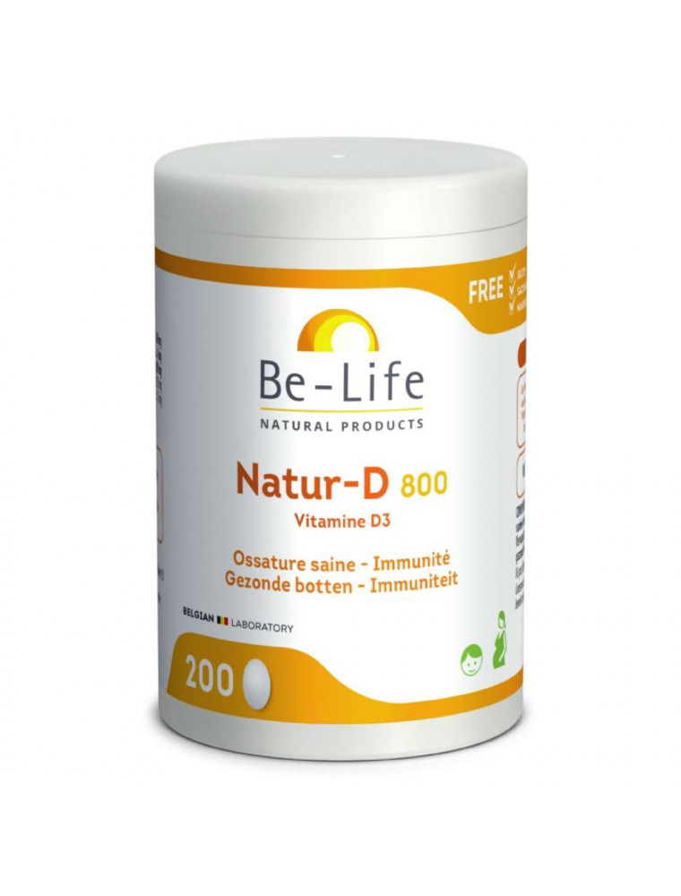 Image principale de la modale pour Natur-D 800 UI (Vitamine D Naturelle) - Immunité et Ossature 200 gélules - Be-Life