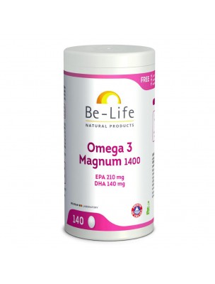 Image de Oméga 3 Magnum 1400 - Cœur et Cerveau 140 capsules - Be-Life depuis Acides gras naturels pour une santé optimale