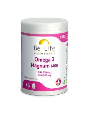 Image de Oméga 3 Magnum 1400 - Cœur et Cerveau 45 capsules - Be-Life via Aubier de Tilleul Bio - Dépuratif Teinture-mère Tilia cordata 50