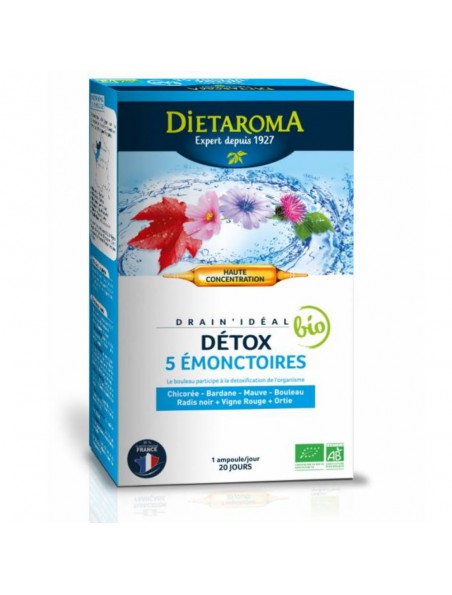 Image principale de Drain'Idéal Bio - Détox 5 Emonctoires 20 ampoules - Dietaroma