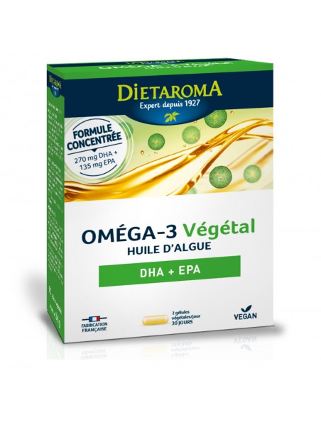 Image principale de Oméga 3 Végétal - Huile d'algue 60 gélules  - Dietaroma