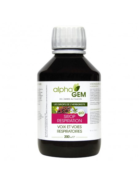 Achetez Sirop Respiration Bio - Voies respiratoires 200 ml - Alphagem à l'herboristerie Louis Image principale de Sirop Respiration Bio - Voies respiratoires 200 ml - Alphagem