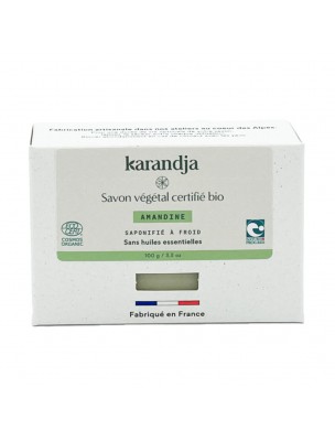 Image de Savon Amandine Bio - Savon Sans Huiles Essentielles 100g - Karandja via Savon Argan Rhassoul Bio - Sans Huiles Essentielles - Karandja