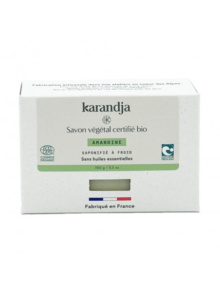 Achetez Savon Amandine Bio - Savon Sans Huiles Essentielles 100g - Karandja à l'herboristerie Louis Image principale de Savon Amandine Bio - Savon Sans Huiles Essentielles 100g - Karandja