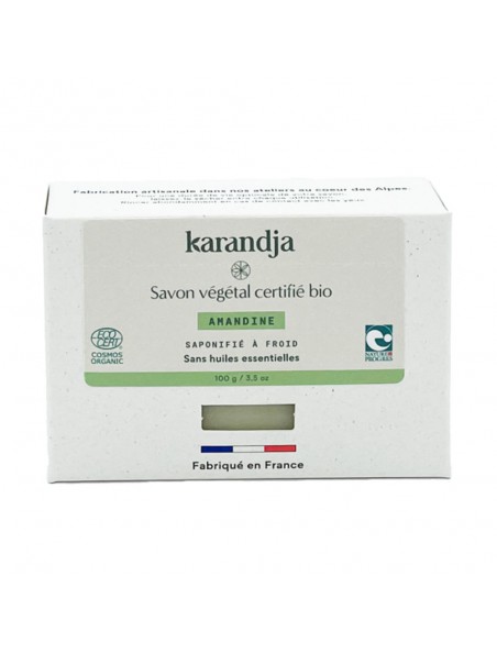 Image principale de Savon Amandine Bio - Savon Sans Huiles Essentielles 100g - Karandja