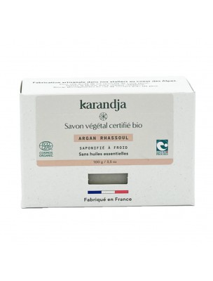 Image de Savon Argan Rhassoul Bio - Savon Sans Huiles Essentielles 100g - Karandja via Savon Argousier Bio - Karandja