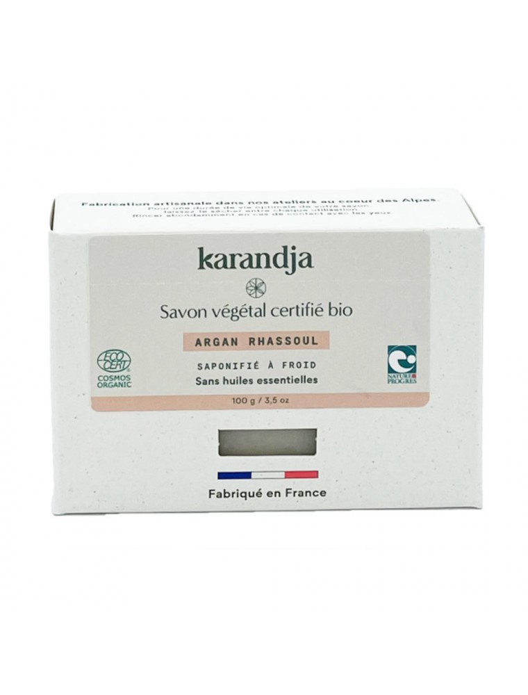 Image principale de la modale pour Savon Argan Rhassoul Bio - Savon Sans Huiles Essentielles 100g - Karandja