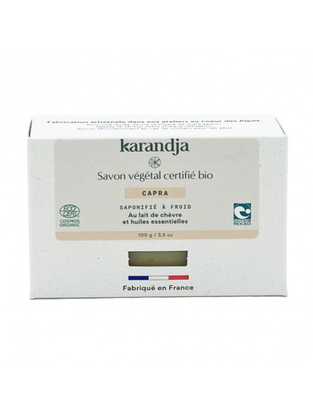 Achetez Savon Capra Bio - Savon au Lait de chèvre et Aux Huiles Essentielles 100g - Karandja à l'herboristerie Louis Image principale de Savon Capra Bio - Savon au Lait de chèvre et Aux Huiles Essentielles 100g - Karandja