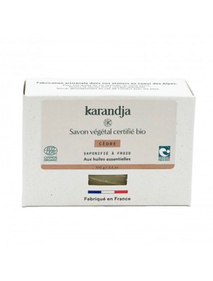 Image de Savon Cèdre Bio - Savon Aux Huiles Essentielles 100g - Karandja via Savon Chocolat Bio 100g - Karandja