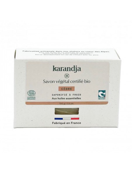 Image principale de Savon Cèdre Bio - Savon Aux Huiles Essentielles 100g - Karandja