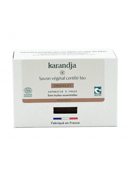 Image principale de Savon Chocolat Bio - Savon Sans Huiles Essentielles 100g - Karandja