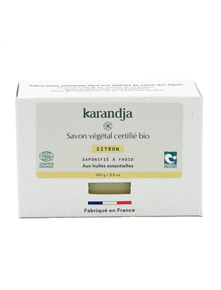 Image principale de la modale pour Savon Citron Bio - Savon Aux Huiles Essentielles 100g - Karandja