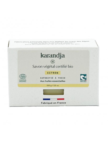 Image principale de Savon Citron Bio - Savon Aux Huiles Essentielles 100g - Karandja