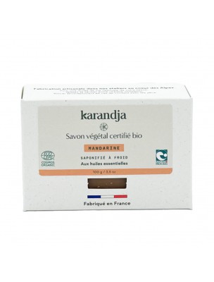 Image de Savon Mandarine Bio - Savon Aux Huiles Essentielles 100g - Karandja via Savon Menthe Bio - 100g - Karandja