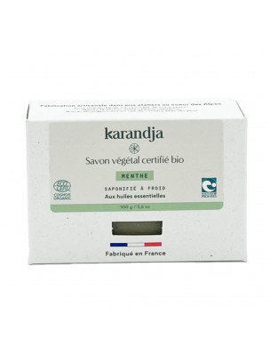 Image de Savon Menthe Bio - Savon Aux Huiles Essentielles 100g - Karandja depuis Achetez les produits Karandja à l'herboristerie Louis