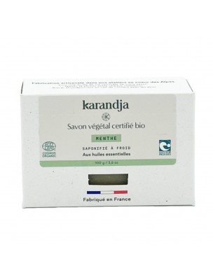 Image de Savon Menthe Bio - Savon Aux Huiles Essentielles 100g - Karandja via Savon Rosaline Bio - Sans Huiles Essentielles - Karandja