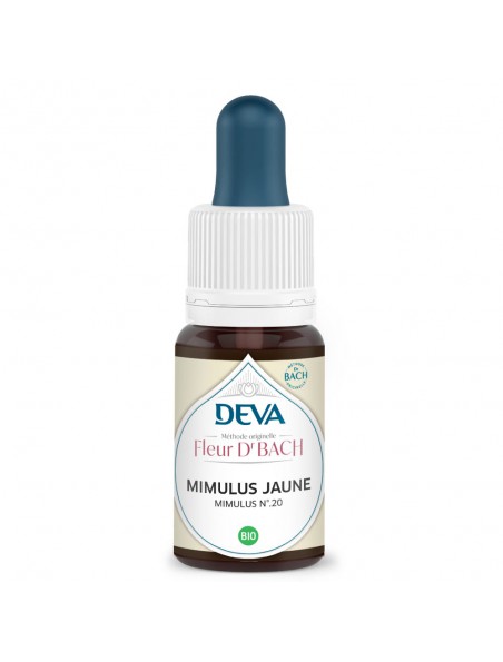 Achetez Mimulus jaune Bio - Courage et Confiance Élixir Floral de Bach 15 ml - Deva à l'herboristerie Louis Image principale de Mimulus jaune Bio - Courage et Confiance Élixir Floral de Bach 15 ml - Deva