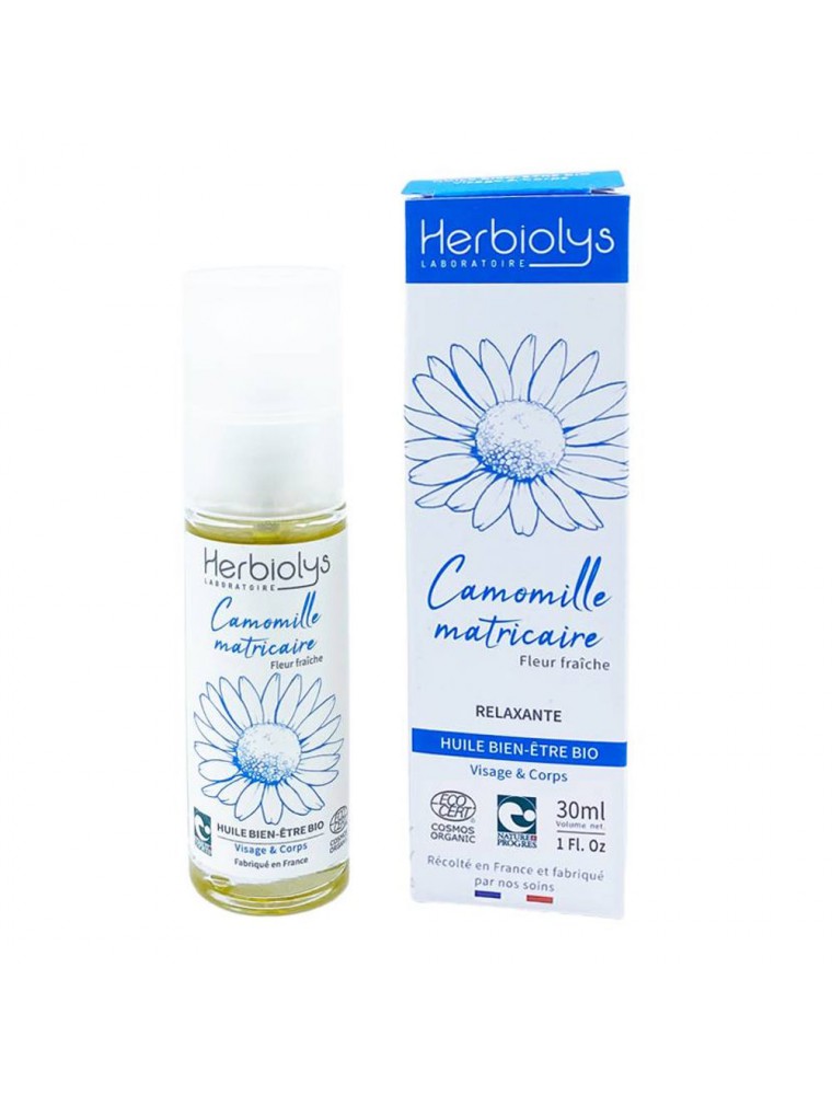 Image principale de la modale pour Huile de Camomille Matricaire Bio - Macération anti-douleur 30 ml - Herbiolys