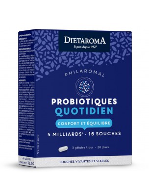 Image de Microbiotiques Quotidien Philaromal - Ferments lactiques 60 gélules - Dietaroma via Bouleau Totum Boisson Bio - Drainage Dietaroma