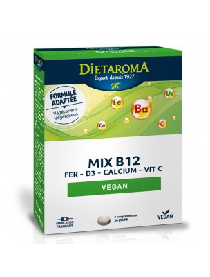 Image de Mix B12 Vegan - Vitamines et Minéraux 60 comprimés - Dietaroma depuis Gamme de complexes apportant la vitamine D