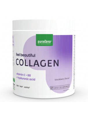 Image de Feel Beautiful Beauty Collagen - Peau, Cheveux et Articulations Saveur Mûre 240 g - Purasana via Rouge à lèvres Classic Bio - Lilas Romance 476 3,5g - Zao Make-up