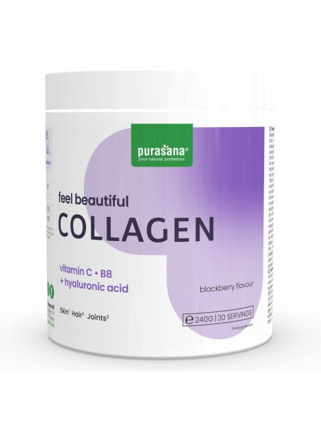 Image principale de Feel Beautiful Beauty Collagen - Peau, Cheveux et Articulations Saveur Mûre 240 g - Purasana