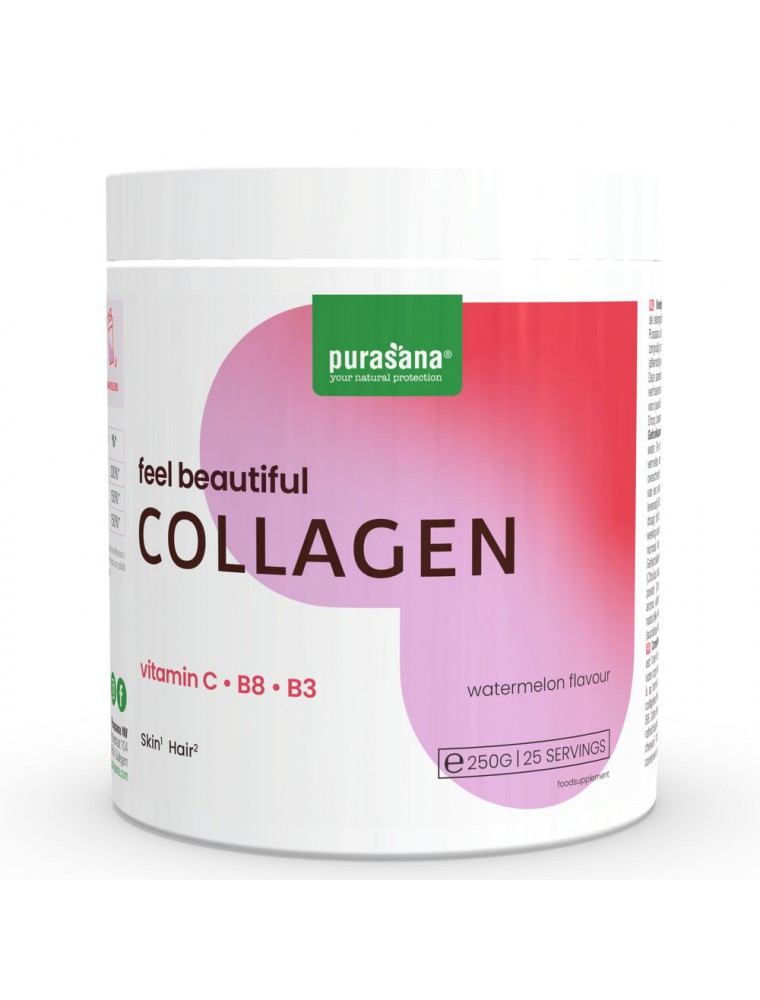 Image principale de la modale pour Feel Beautiful Beauty Collagen - Peau et Cheveux saveur Pastèque 250 g - Purasana