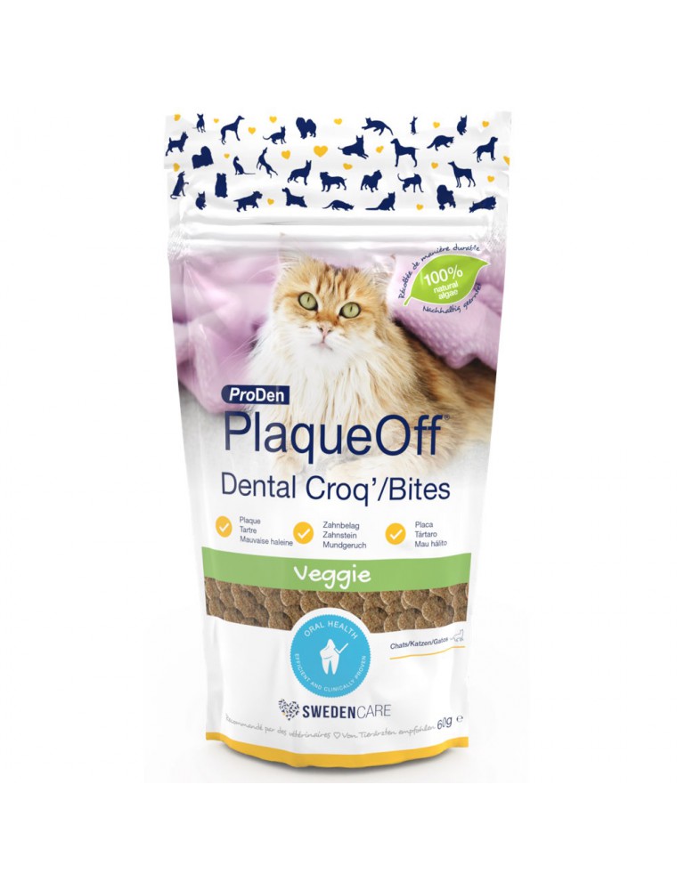 Image principale de la modale pour Dental Croq' Veggie - Plaque dentaire, Tartre et Haleine chats 60 g - ProDen