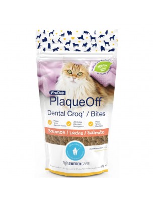 Image de Dental Croq' Saumon - Plaque dentaire, Tartre et Haleine chats 60 g - ProDen depuis Produits naturels pour la digestion et le foie de vos animaux